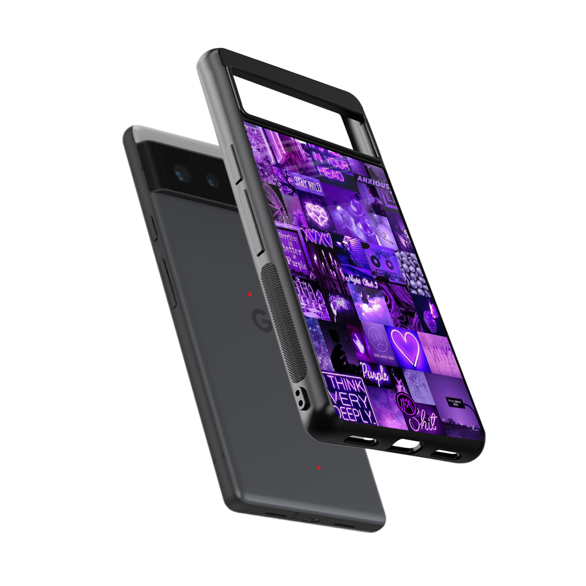 purple collage aesthetic back phone cover | glass case for google pixel 6