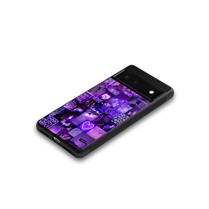 purple collage aesthetic back phone cover | glass case for Google Pixel 6A
