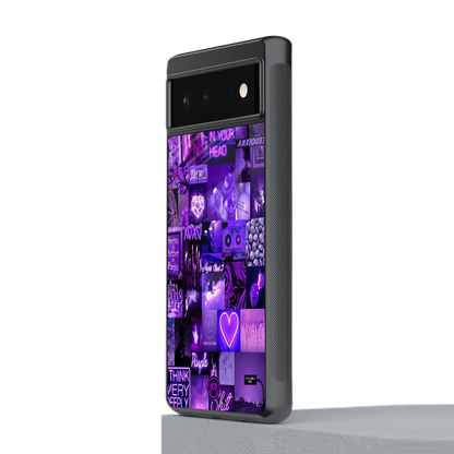 purple collage aesthetic back phone cover | glass case for Google Pixel 6A