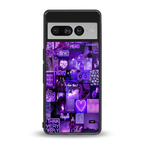 purple collage aesthetic back phone cover | glass case for google pixel 7 pro