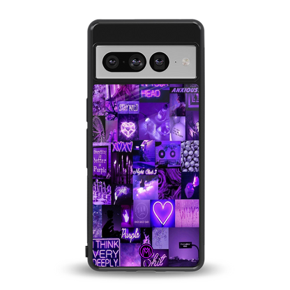 purple collage aesthetic back phone cover | glass case for google pixel 7 pro