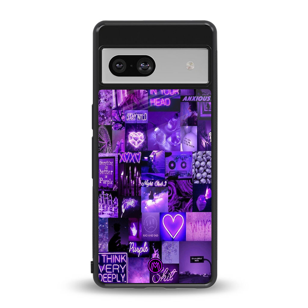purple collage aesthetic back phone cover | glass case for Google Pixel 7