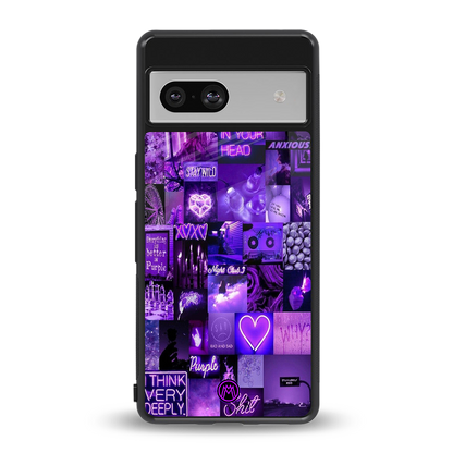 purple collage aesthetic back phone cover | glass case for Google Pixel 7