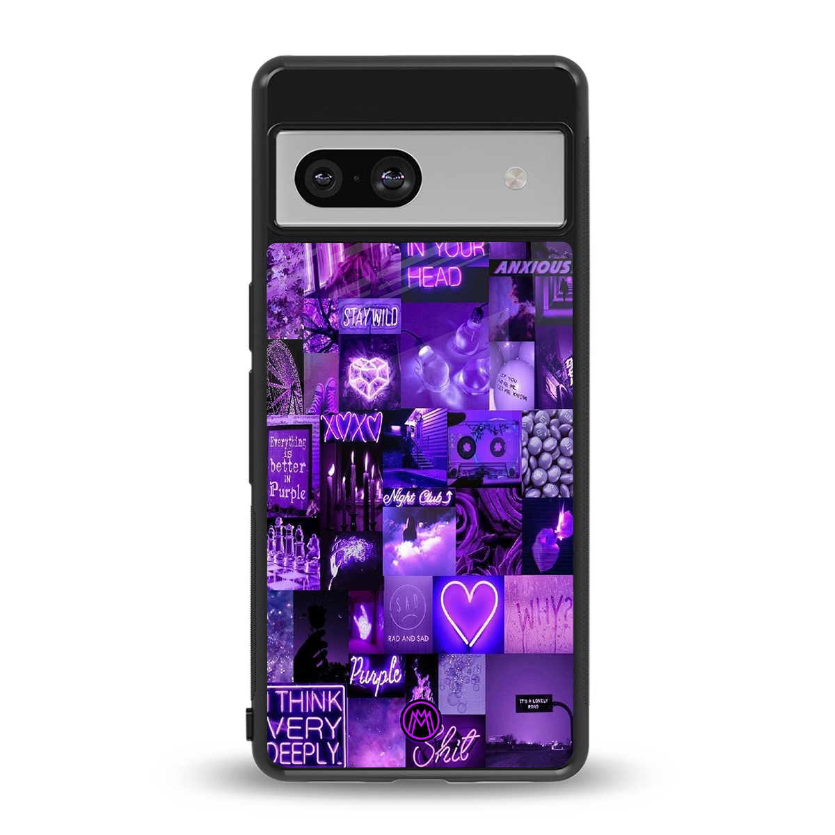 purple collage aesthetic back phone cover | glass case for Google Pixel 7A