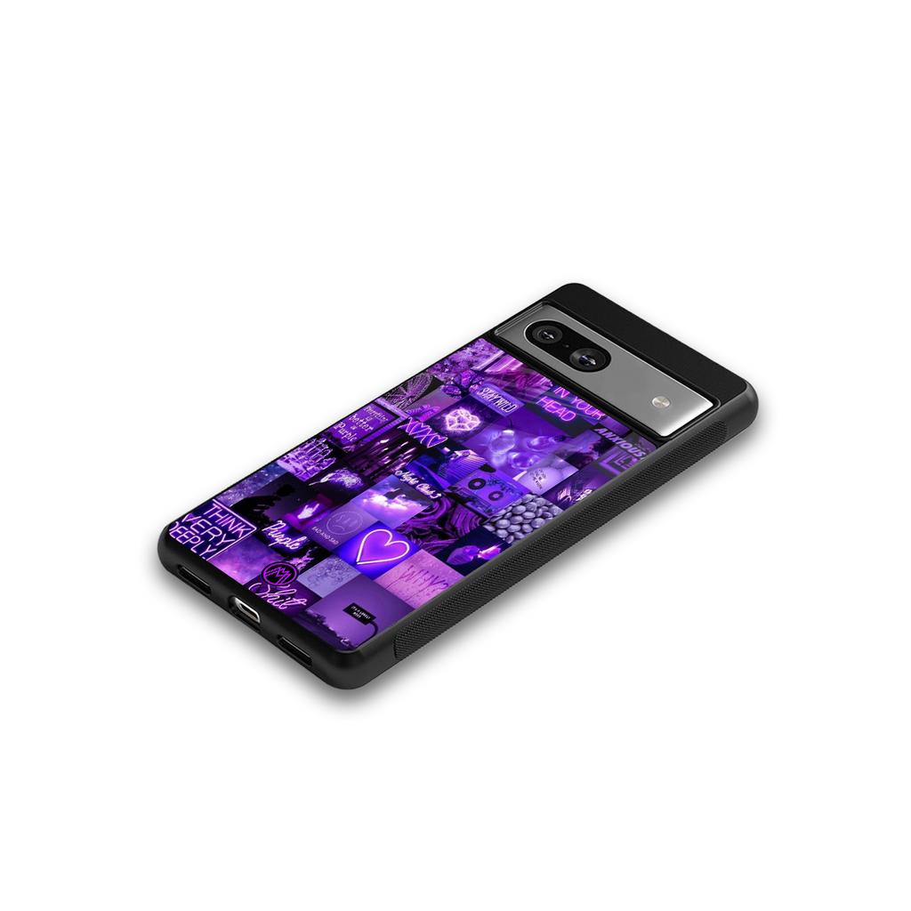 purple collage aesthetic back phone cover | glass case for Google Pixel 7