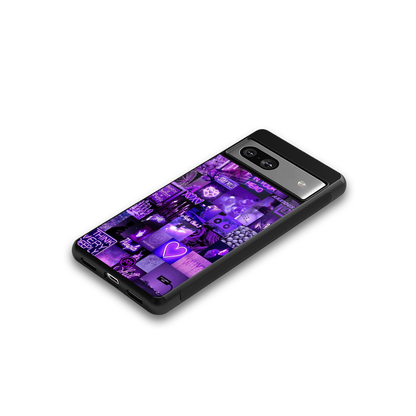 purple collage aesthetic back phone cover | glass case for Google Pixel 7