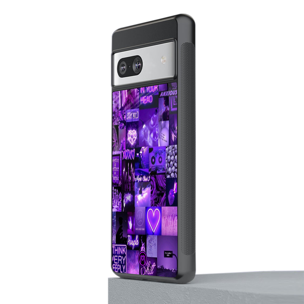 purple collage aesthetic back phone cover | glass case for Google Pixel 7