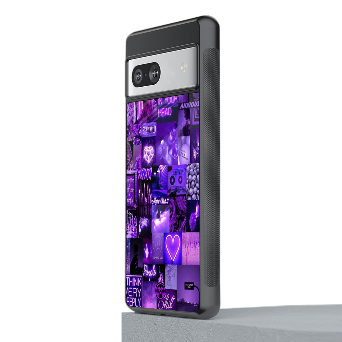 purple collage aesthetic back phone cover | glass case for Google Pixel 7