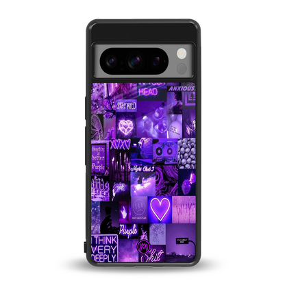 purple collage aesthetic back phone cover | glass case for google pixel 8 pro