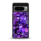 purple collage aesthetic back phone cover | glass case for google pixel 8 pro