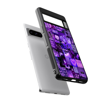 purple collage aesthetic back phone cover | glass case for google pixel 8 pro