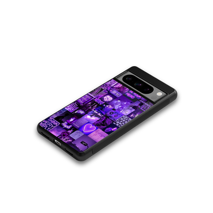 purple collage aesthetic back phone cover | glass case for google pixel 8 pro