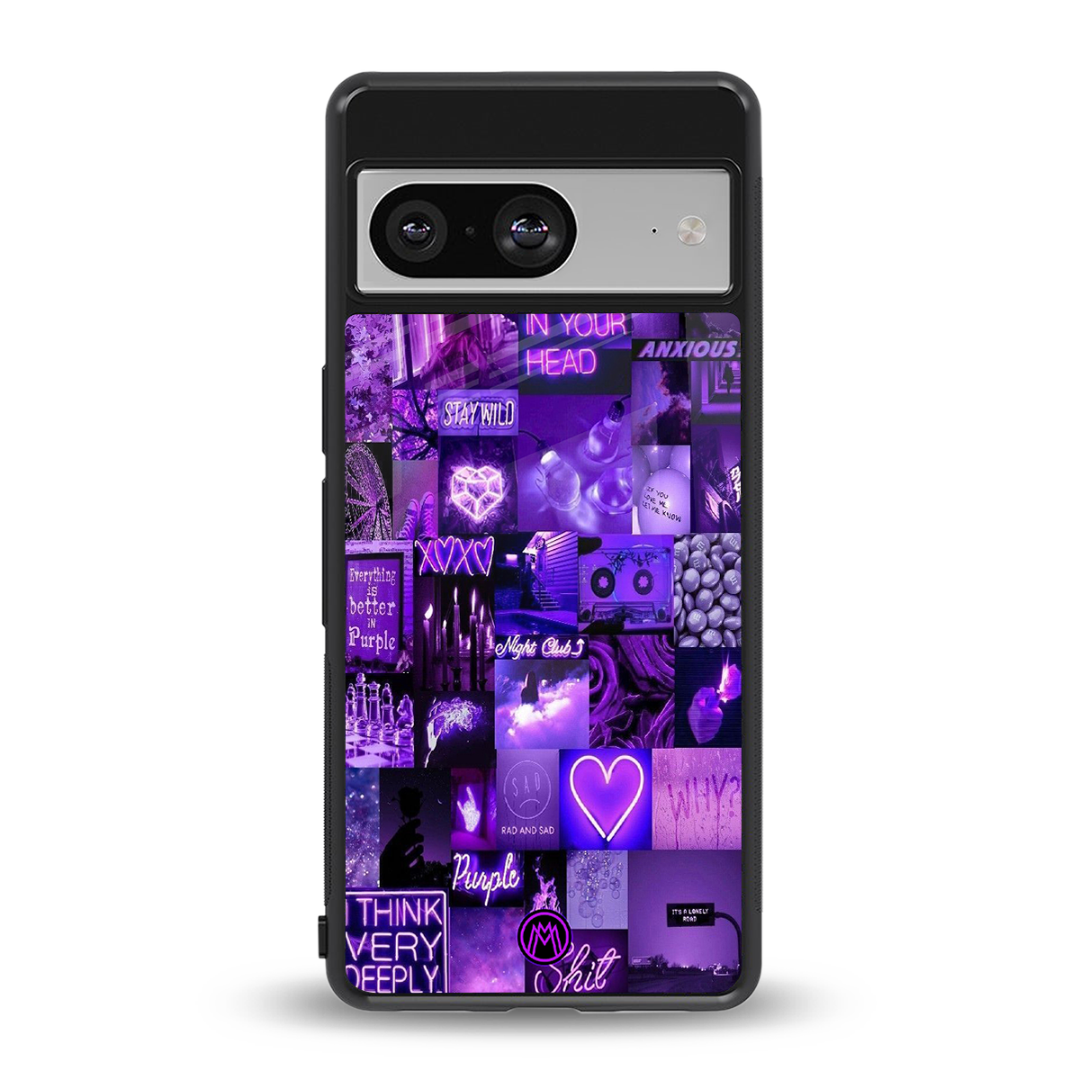 purple collage aesthetic back phone cover | glass case for Google Pixel 8