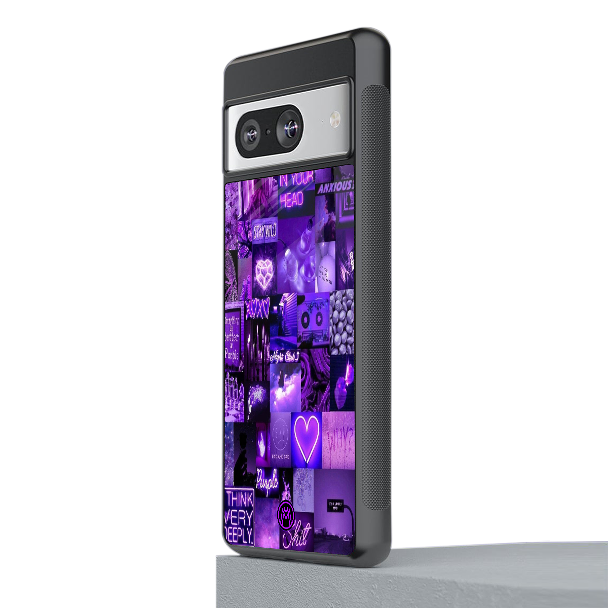 purple collage aesthetic back phone cover | glass case for Google Pixel 8