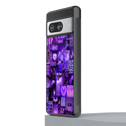 purple collage aesthetic back phone cover | glass case for Google Pixel 8