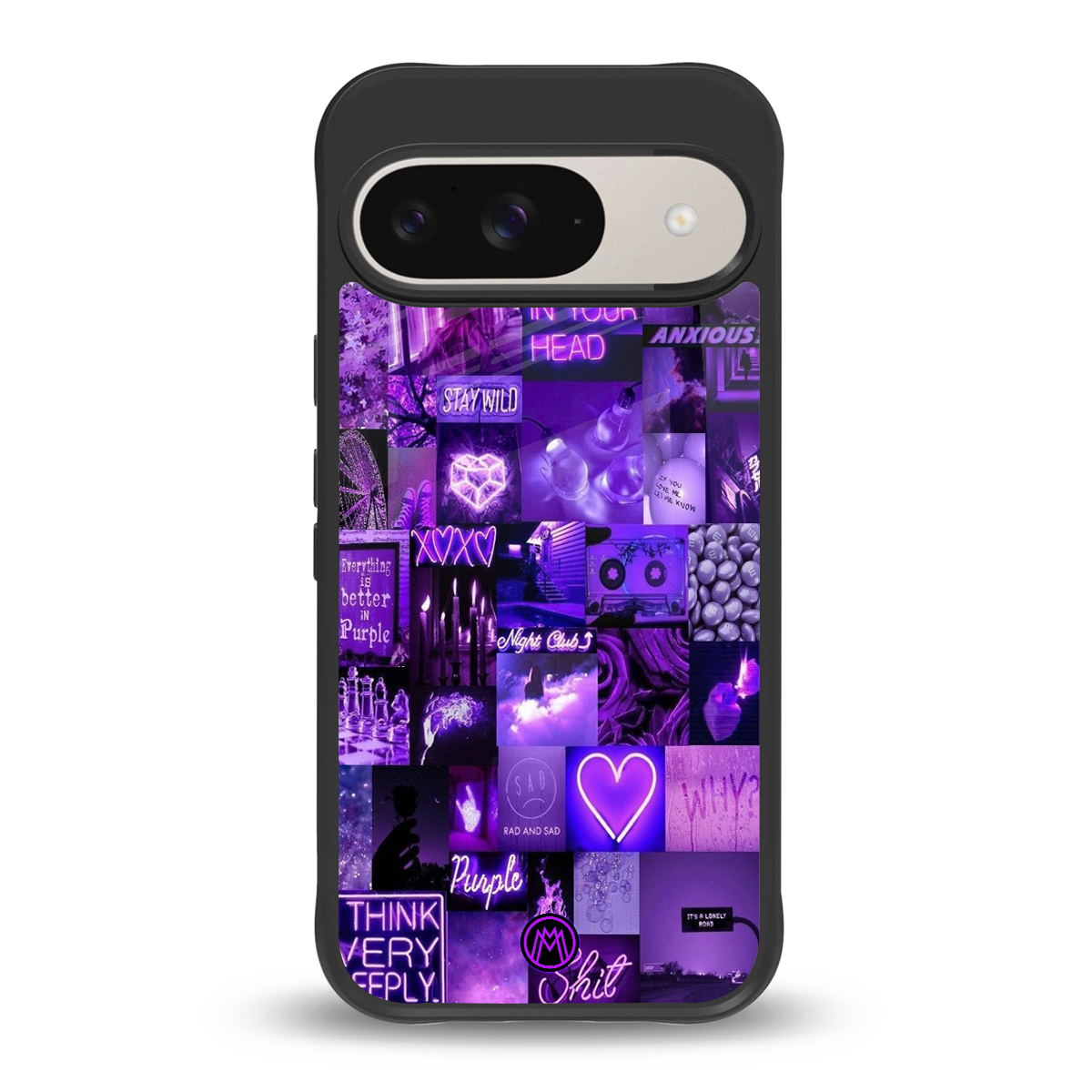 purple collage aesthetic back phone cover | glass case for google pixel 9