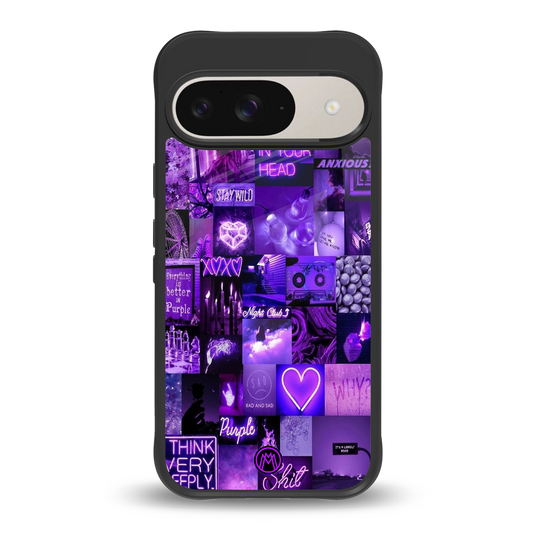 purple collage aesthetic back phone cover | glass case for google pixel 9