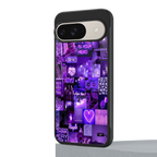 purple collage aesthetic back phone cover | glass case for google pixel 9