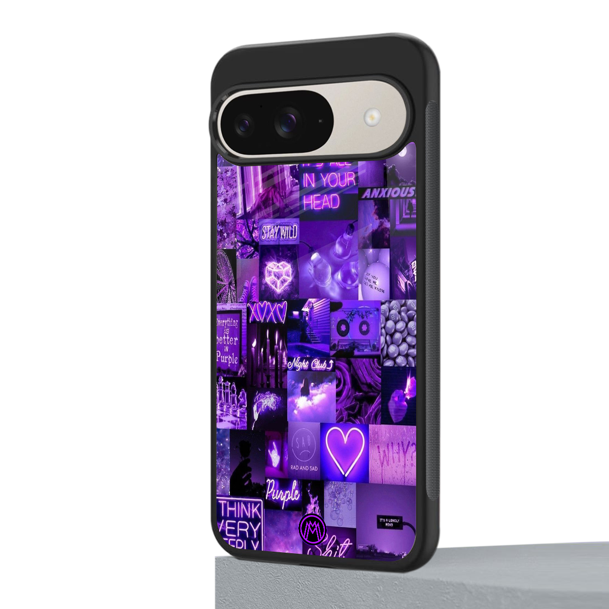 purple collage aesthetic back phone cover | glass case for google pixel 9