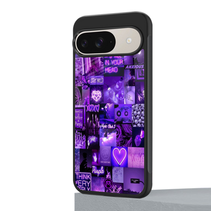 purple collage aesthetic back phone cover | glass case for google pixel 9