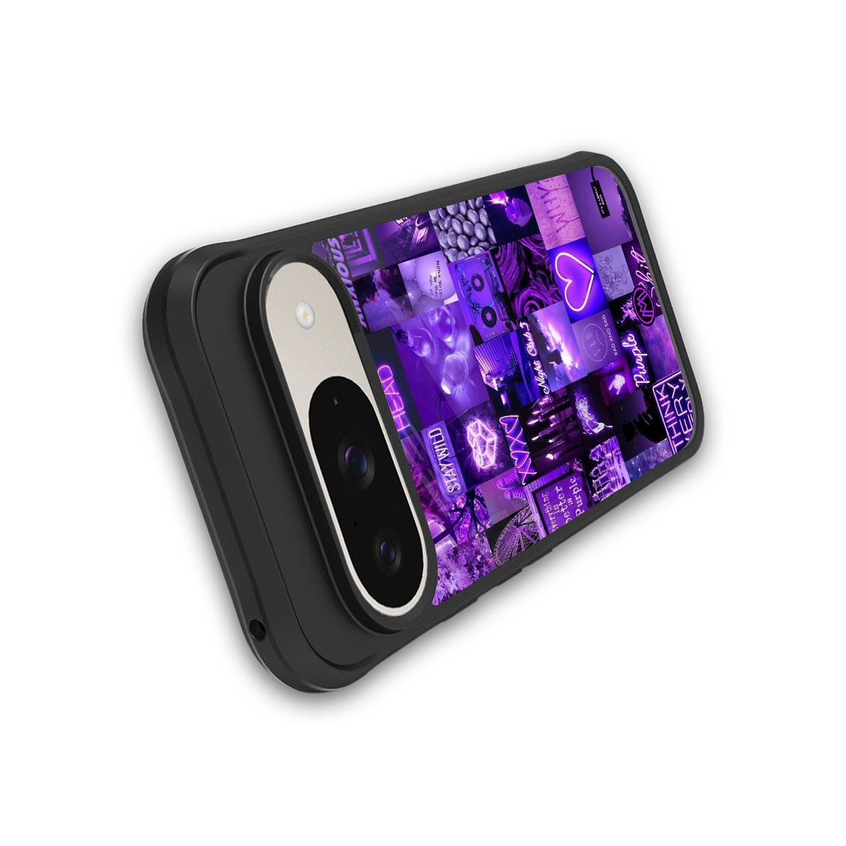 purple collage aesthetic back phone cover | glass case for google pixel 9