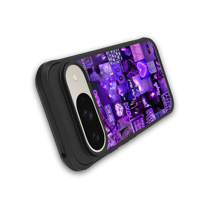 purple collage aesthetic back phone cover | glass case for google pixel 9