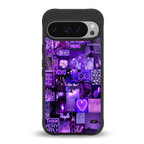 purple collage aesthetic back phone cover | glass case for google pixel 9 pro