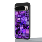 purple collage aesthetic back phone cover | glass case for google pixel 9 pro
