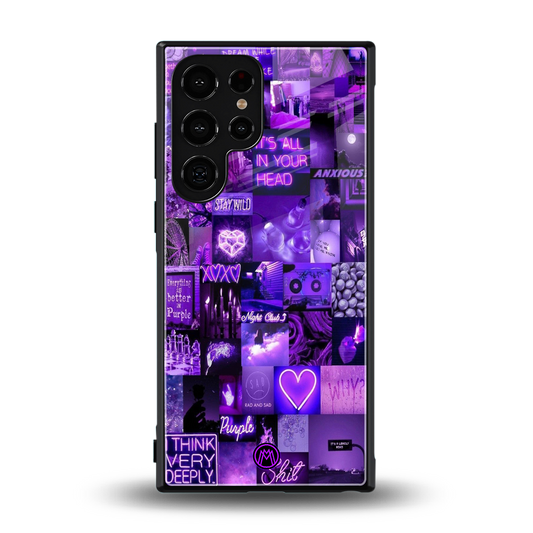 purple collage aesthetic back phone cover | glass case for samsung galaxy s24 ultra