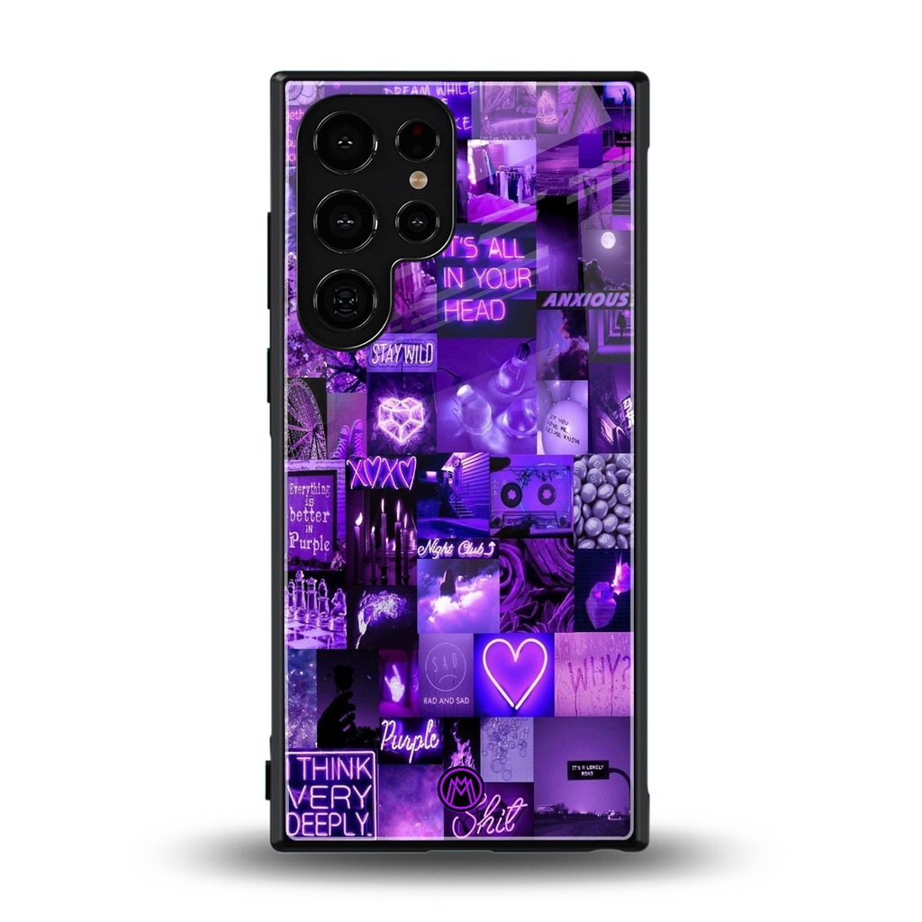 purple collage aesthetic back phone cover | glass case for samsung galaxy s23 ultra