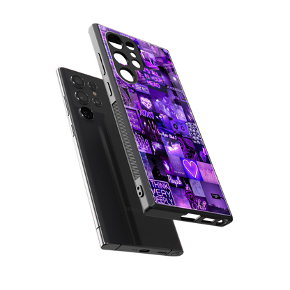 purple collage aesthetic back phone cover | glass case for samsung galaxy s24 ultra