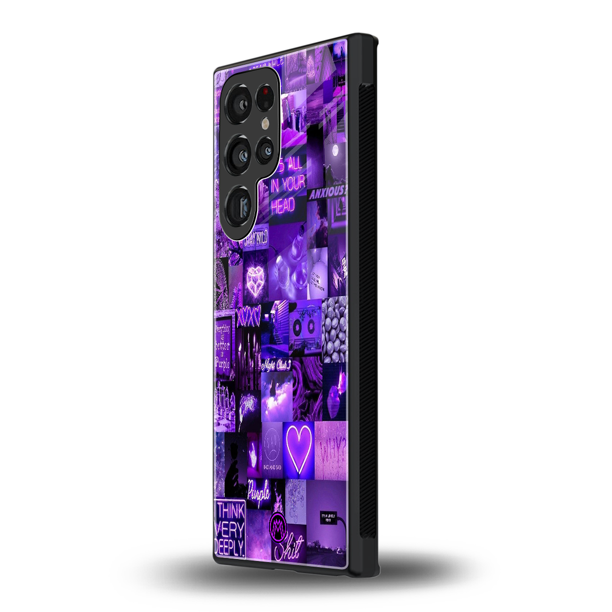 purple collage aesthetic back phone cover | glass case for samsung galaxy s24 ultra