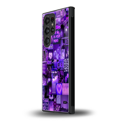 purple collage aesthetic back phone cover | glass case for samsung galaxy s24 ultra
