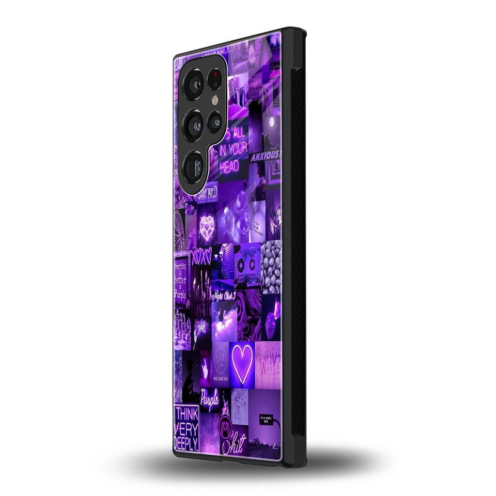 purple collage aesthetic back phone cover | glass case for samsung galaxy s23 ultra