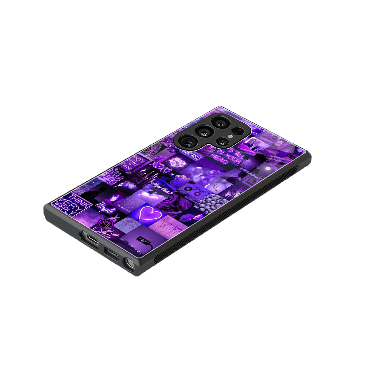purple collage aesthetic back phone cover | glass case for samsung galaxy s24 ultra