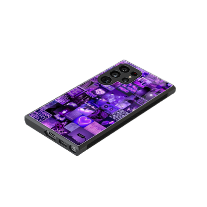purple collage aesthetic back phone cover | glass case for samsung galaxy s24 ultra