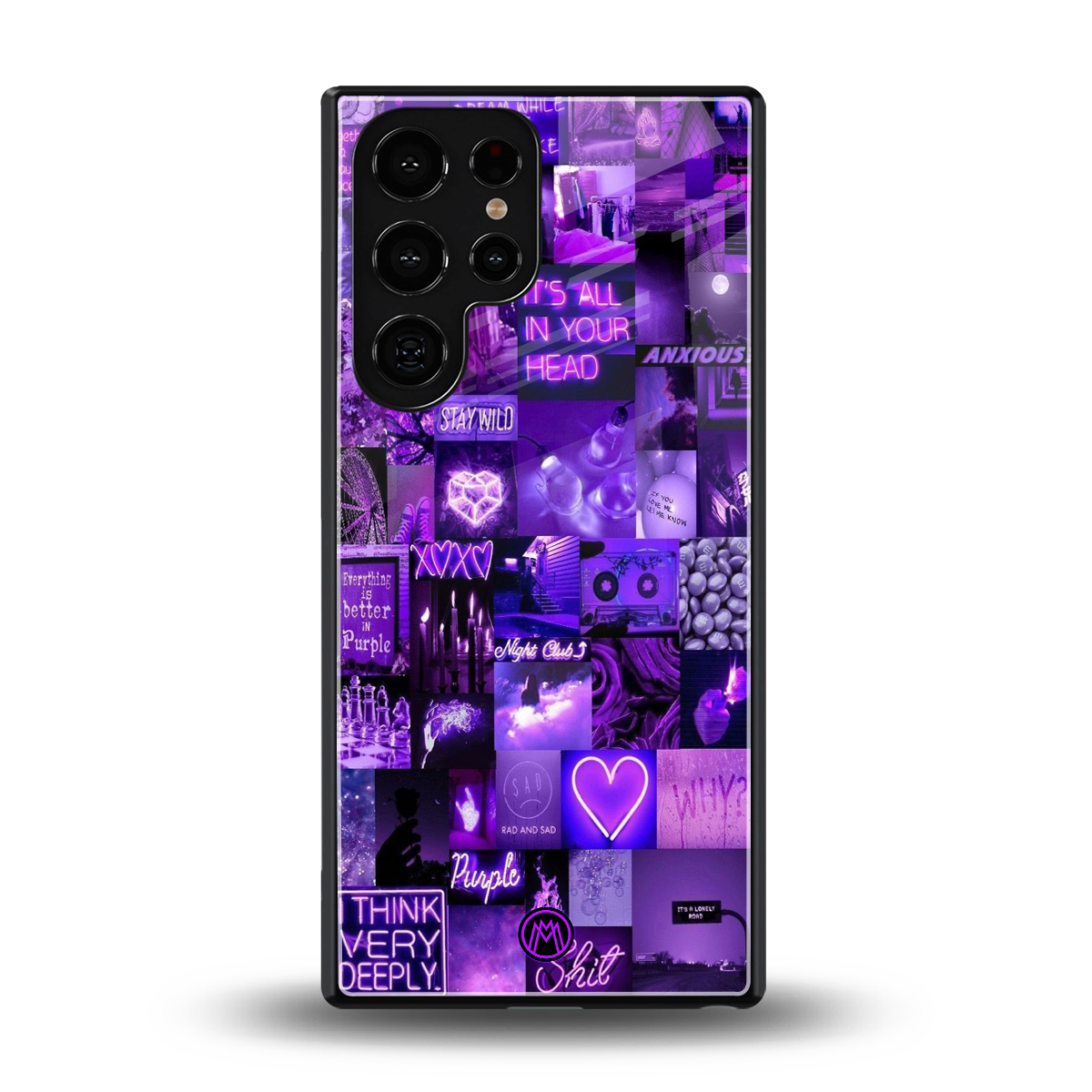 purple collage aesthetic back phone cover | glass case for samsung galaxy s25 ultra