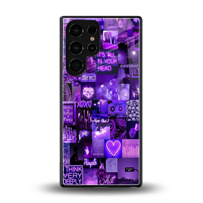 purple collage aesthetic back phone cover | glass case for samsung galaxy s25 ultra