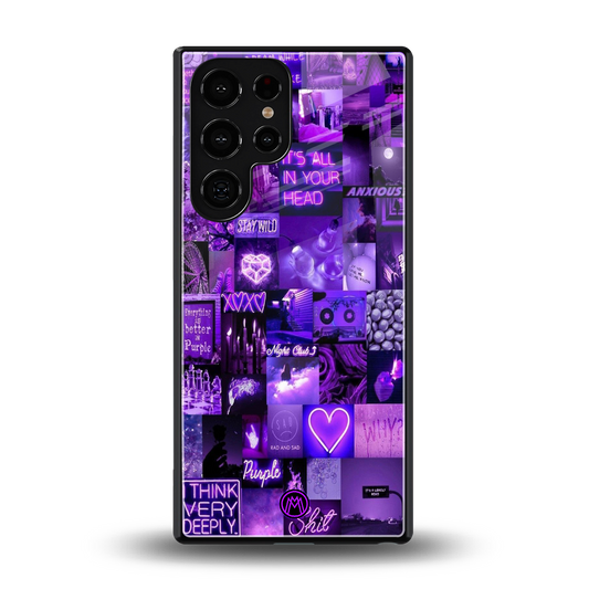 purple collage aesthetic back phone cover | glass case for samsung galaxy s25 ultra