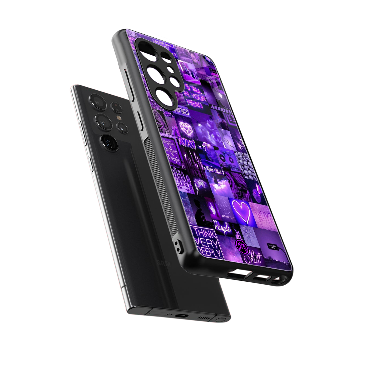 purple collage aesthetic back phone cover | glass case for samsung galaxy s25 ultra