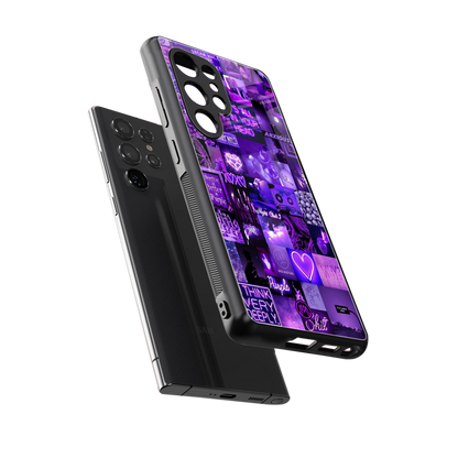 purple collage aesthetic back phone cover | glass case for samsung galaxy s25 ultra