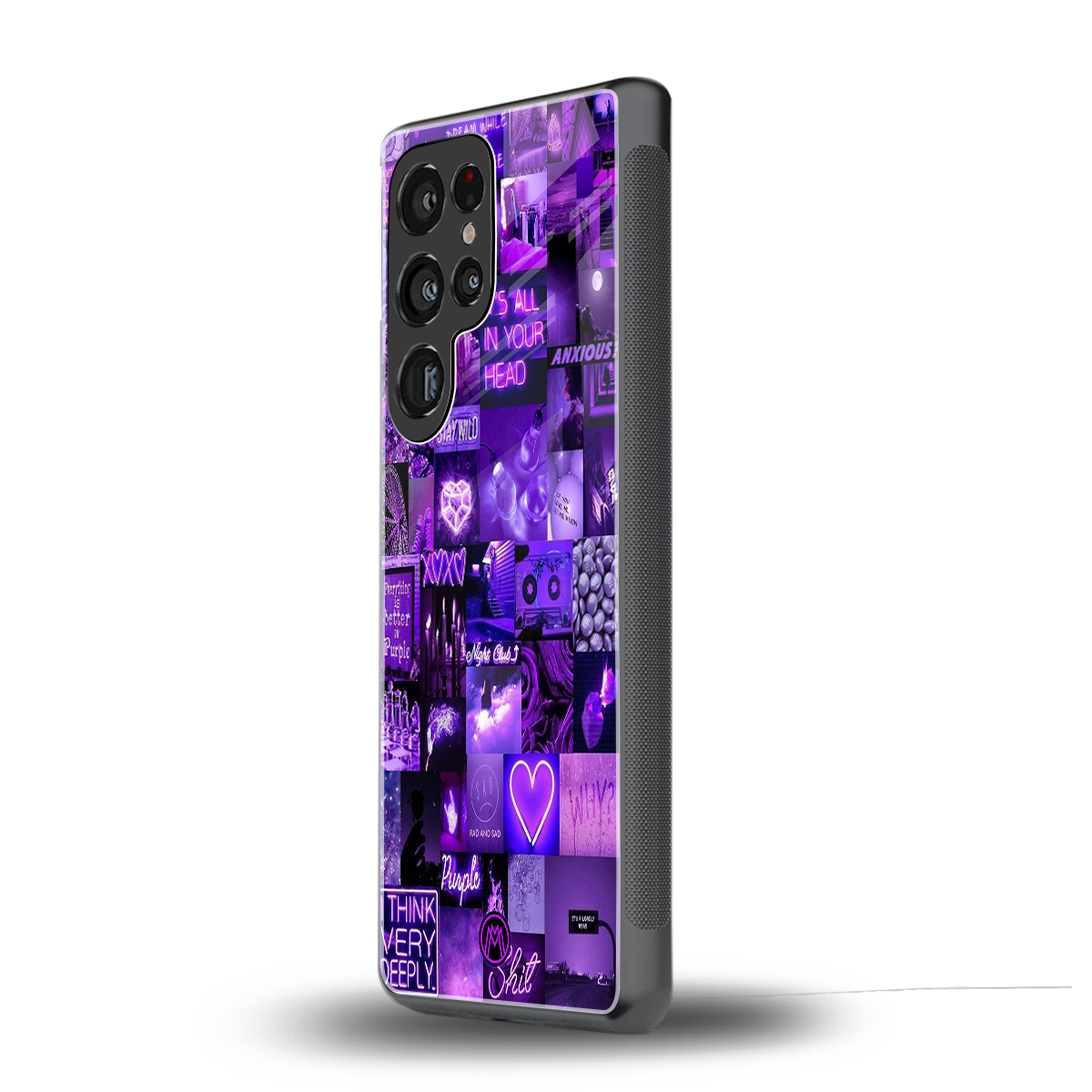 purple collage aesthetic back phone cover | glass case for samsung galaxy s25 ultra