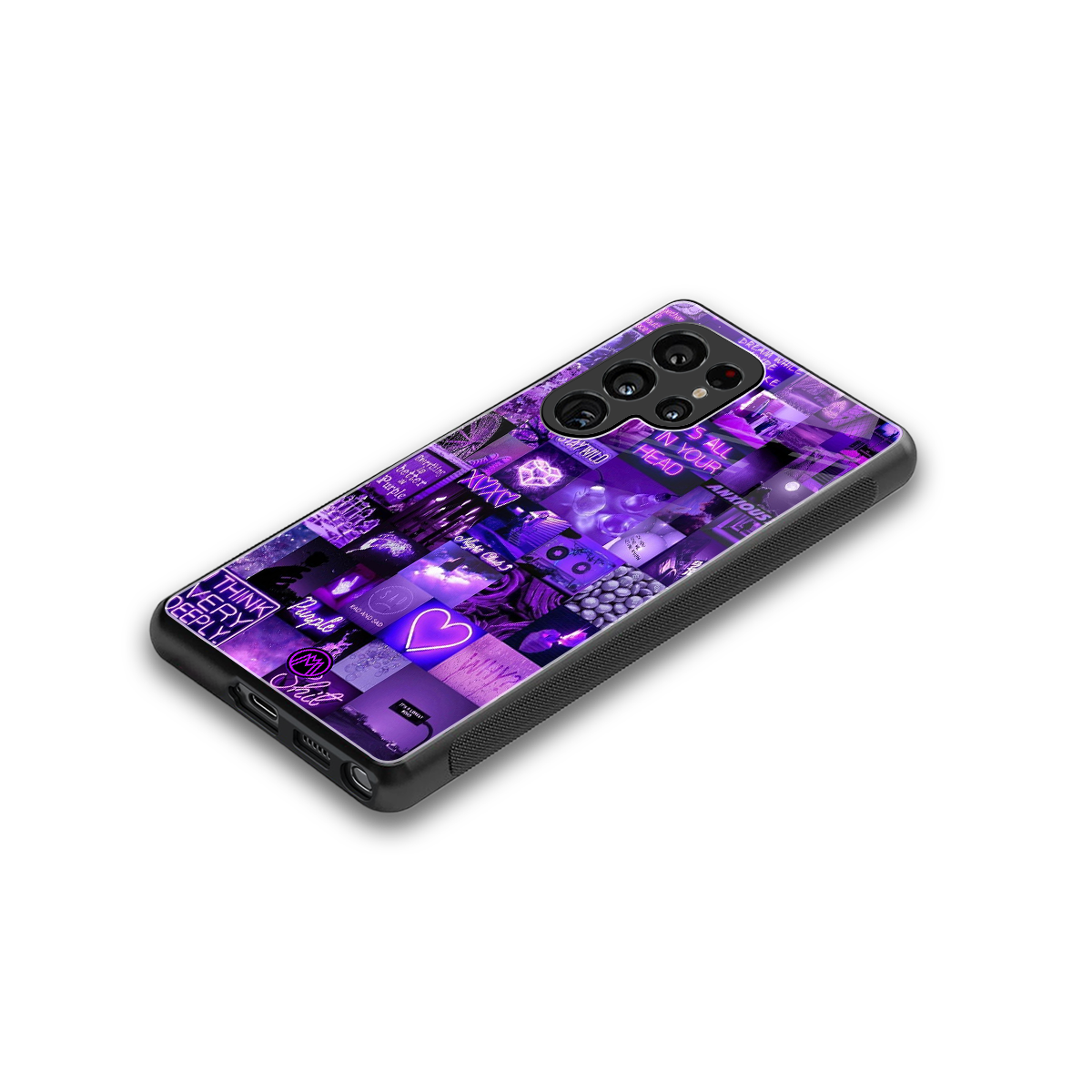 purple collage aesthetic back phone cover | glass case for samsung galaxy s25 ultra