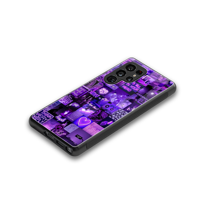 purple collage aesthetic back phone cover | glass case for samsung galaxy s25 ultra