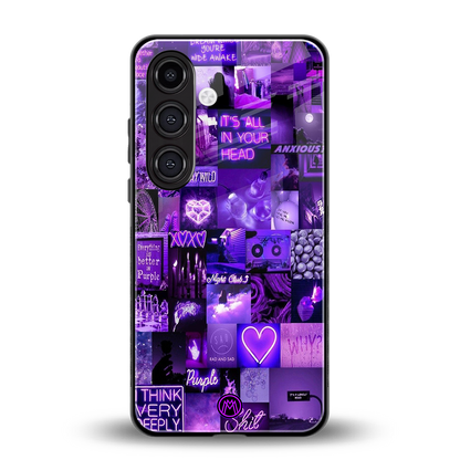 purple collage aesthetic back phone cover | glass case for samsung galaxy s24 fe