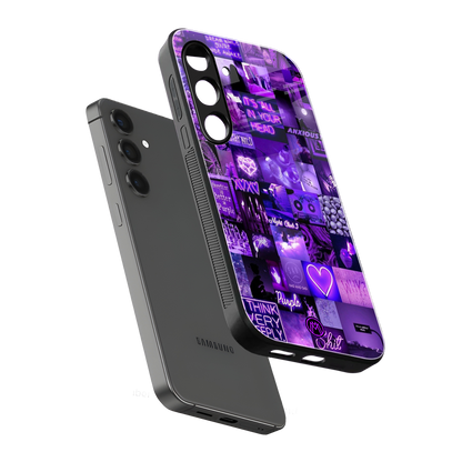 purple collage aesthetic back phone cover | glass case for samsung galaxy s24 plus