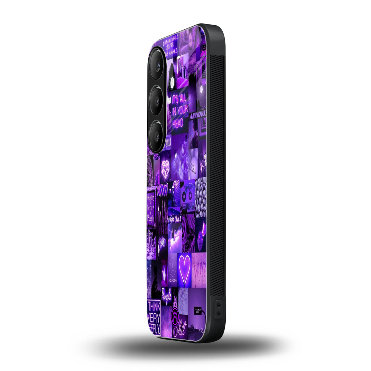 purple collage aesthetic back phone cover | glass case for samsung galaxy s24 fe