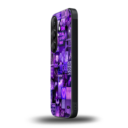 purple collage aesthetic back phone cover | glass case for samsung galaxy s24 fe