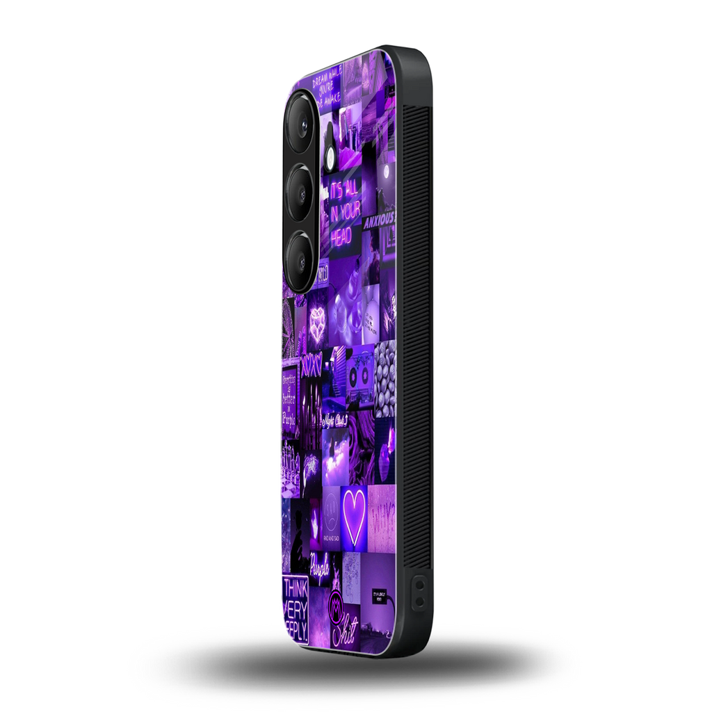 purple collage aesthetic back phone cover | glass case for samsung galaxy s24 plus