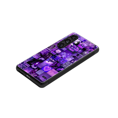 purple collage aesthetic back phone cover | glass case for samsung galaxy s24 fe
